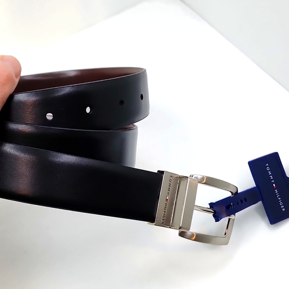 TOMMY HILFIGER REVERSIBLE BELT 38-40, LARGE, BLACK & DARK BROWN - Picture 7 of 7